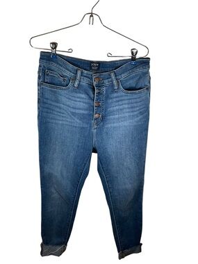 J. Crew High Rise Skinny Jeans in Medium Blue Wash Button Fly